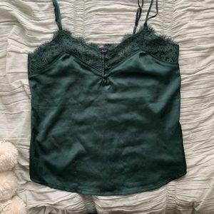 Green Abercrombie & Fitch Lace-Trim Cami with Button Detail XS